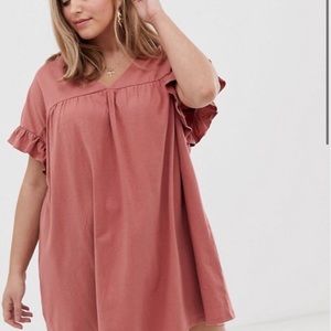 ASOS Curve mini reversible cotton slub smock dress